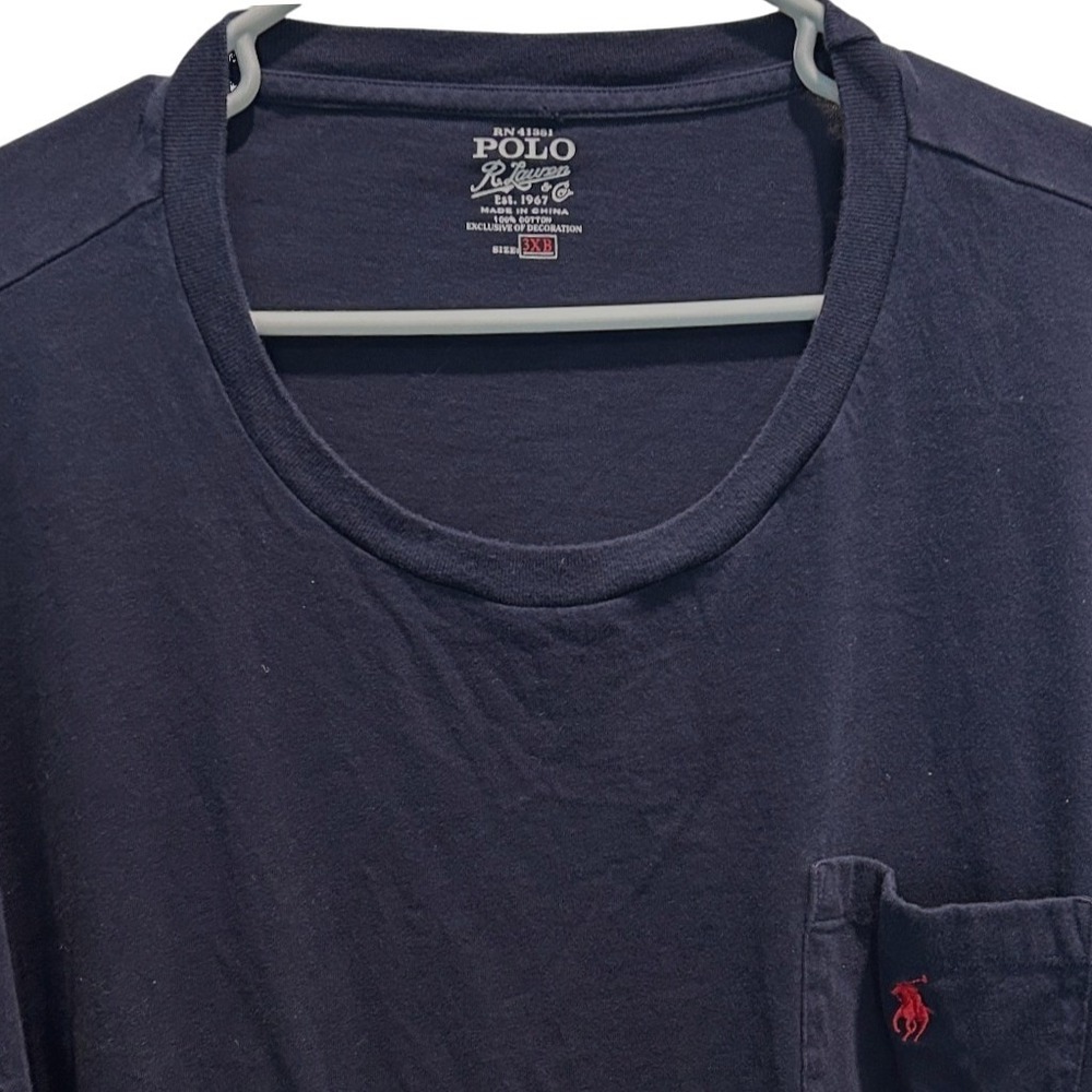 Polo Ralph Lauren Pocket Tee 3XB Mens Navy Blue Long Sleeve Cotton Pony Logo